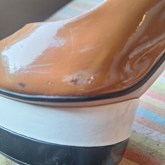 Brown Patent Leather Stiletto Pumps - Picture 7 of 9